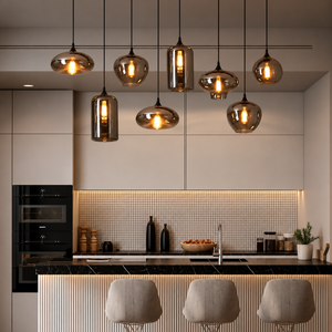 Freya Smoky Glass Chandelier Nordic Linear Kitchen Island Light