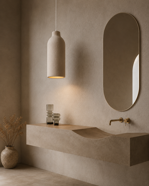 Nyra Wabi Sabi Resin Pendant Light Japandi Stone Hanging Lamp