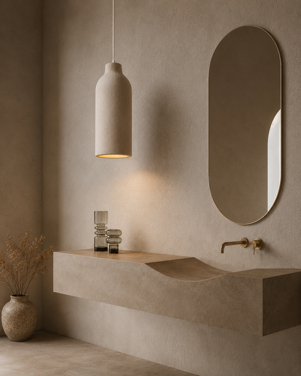 Nyra Wabi Sabi Resin Pendant Light Japandi Stone Hanging Lamp