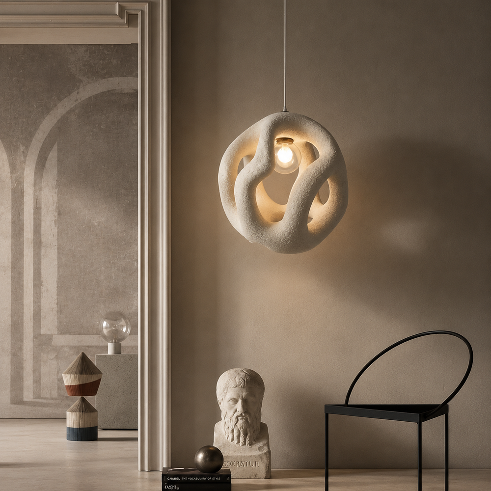 Japanese Sculptural Organic Pendant Light Wabi Sabi Globe Lamp