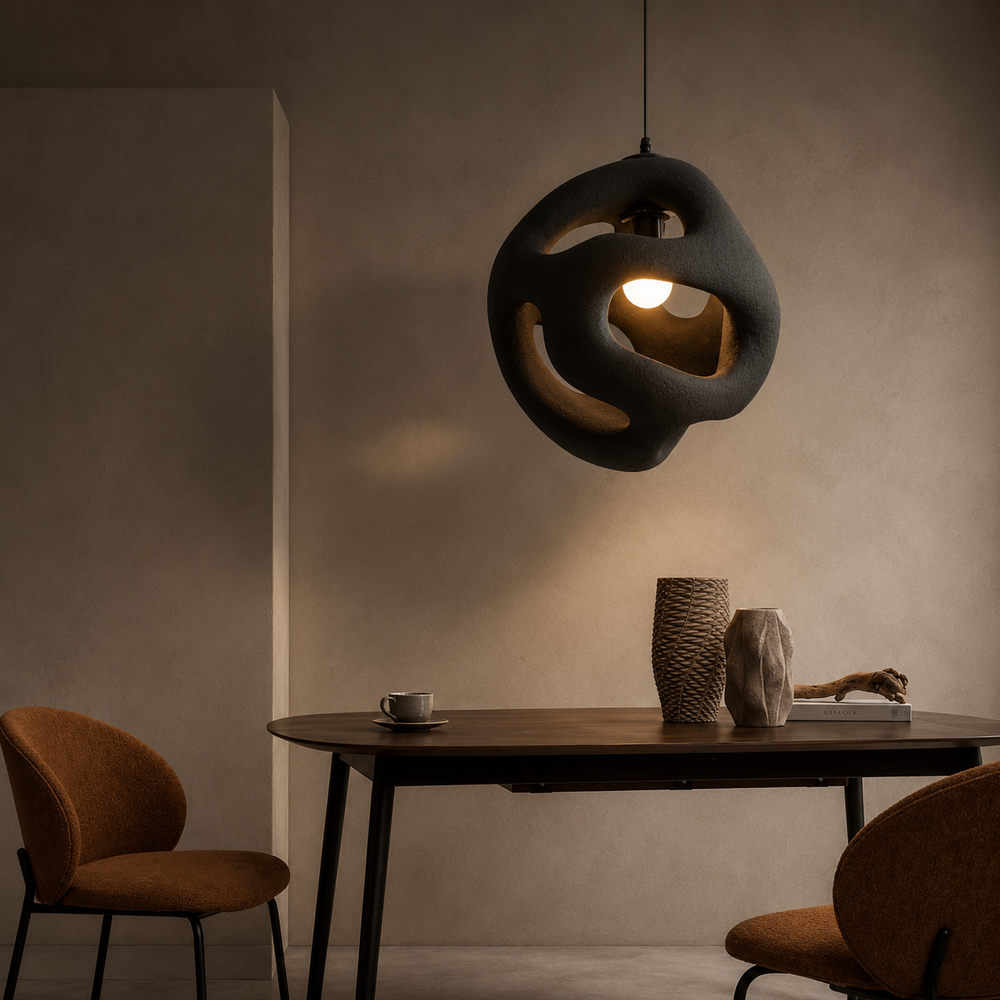 Japanese Sculptural Organic Pendant Light Wabi Sabi Globe Lamp