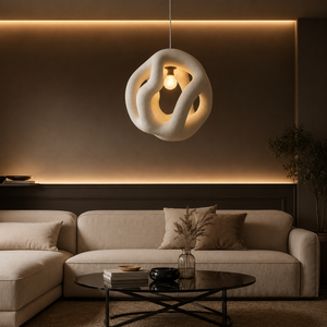 Japanese Sculptural Organic Pendant Light Wabi Sabi Globe Lamp