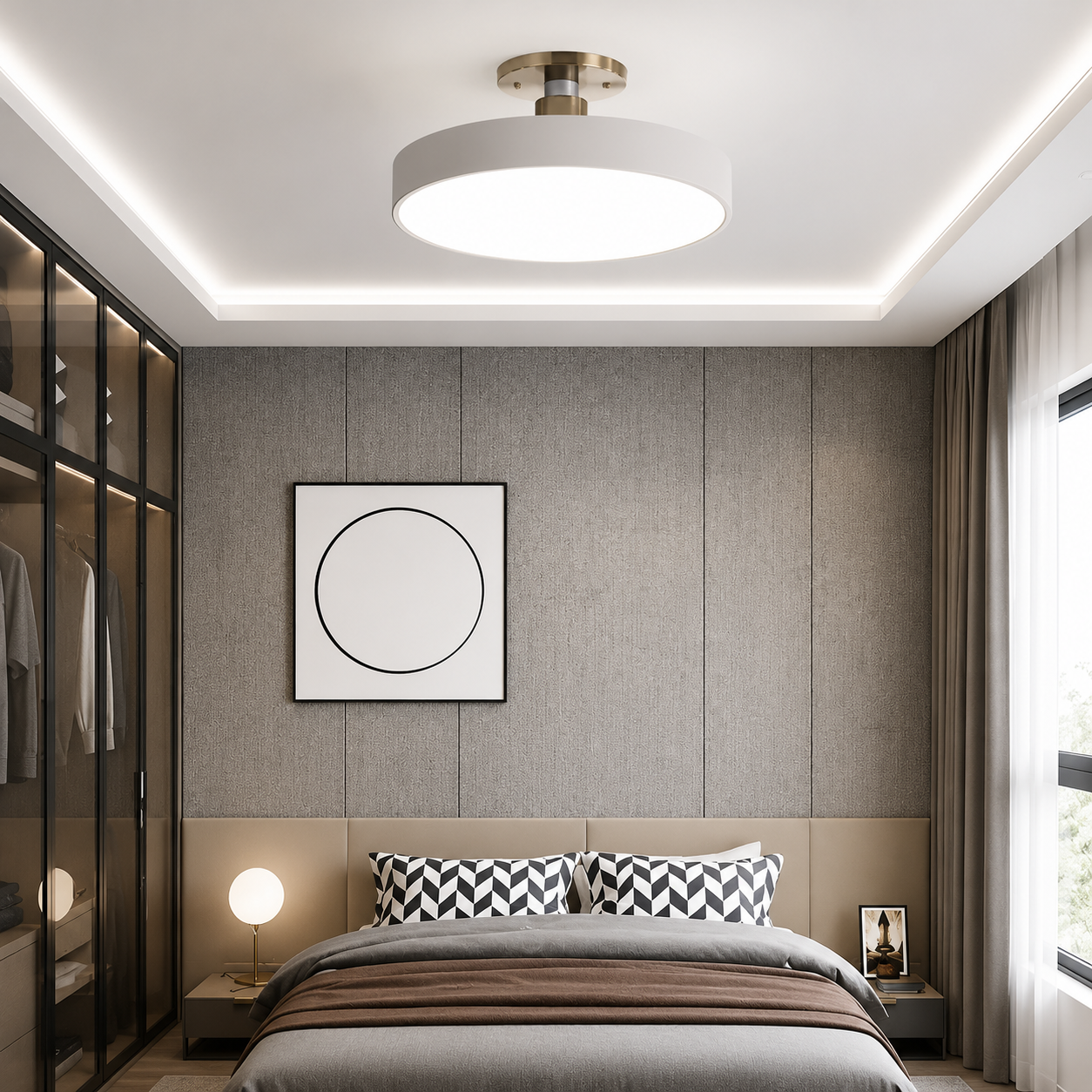 Le Cercle Elegant Semi Flush Mount Ceiling Light Modern Drum Lamp