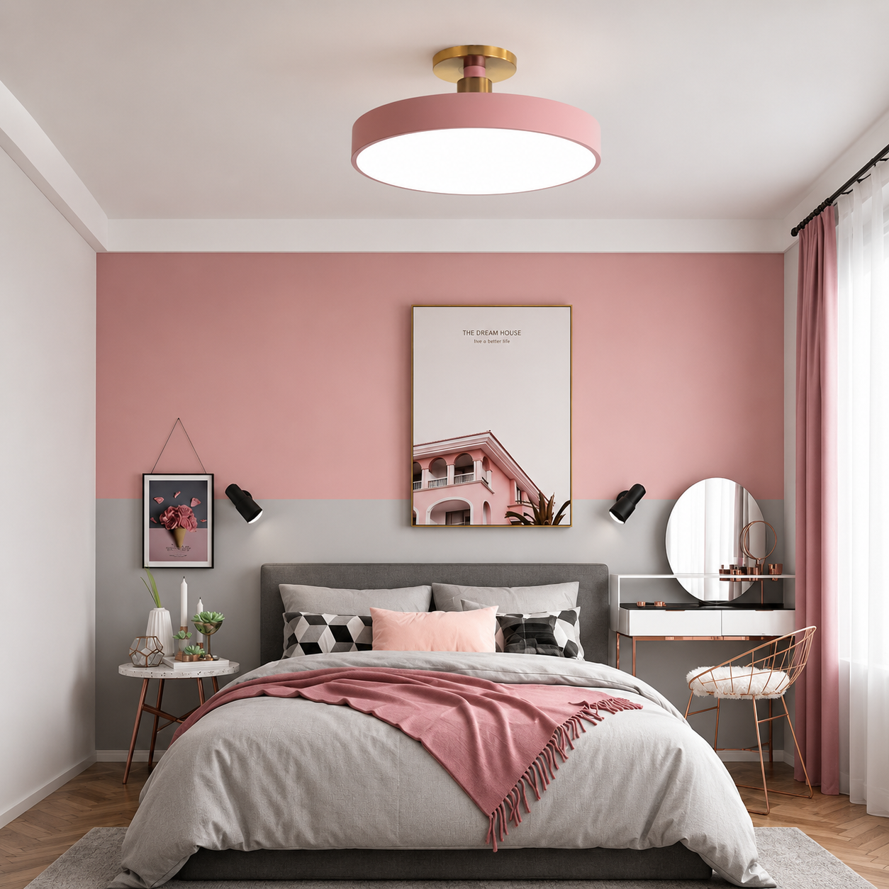 Le Cercle Elegant Semi Flush Mount Ceiling Light Modern Drum Lamp