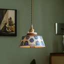 Hand Painted Ceramic Pendant Light Vintage Floral Hanging Lamp
