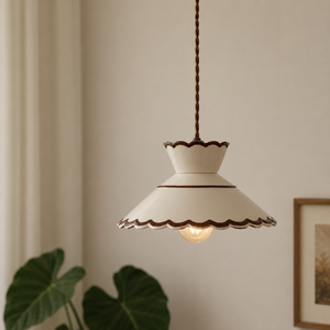 Hand Painted Ceramic Pendant Light Vintage Floral Hanging Lamp