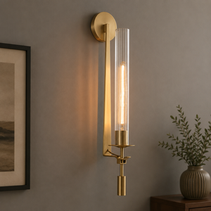 Postmodern Fluted Glass Wall Light Luxury Candle Sconce