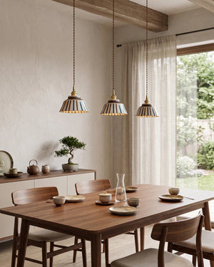 Hand Painted Ceramic Pendant Light Vintage Floral Hanging Lamp