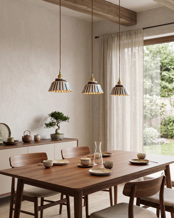 Hand Painted Ceramic Pendant Light Vintage Floral Hanging Lamp