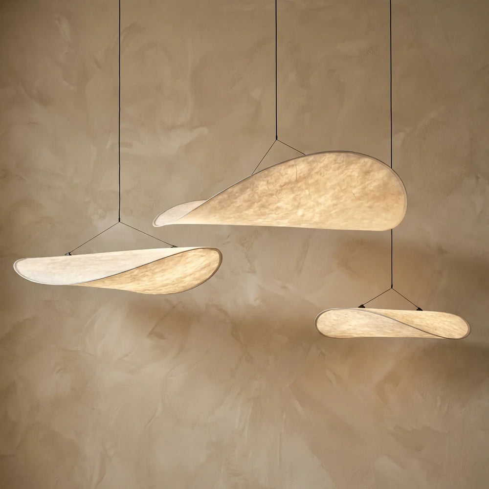 Nordic Vertigo Leaf Pendant Light Fabric Silk Hanging Lamp