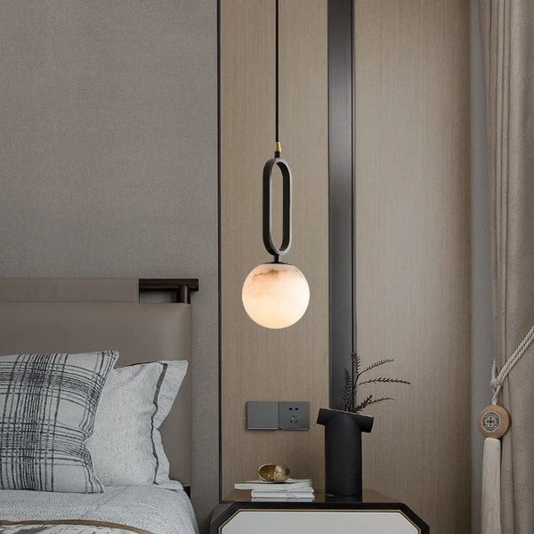 Modern Oval Alabaster Globe Pendant Light Hanging Lamp