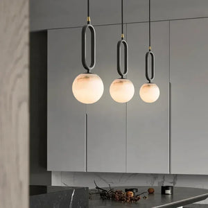 Modern Oval Alabaster Globe Pendant Light Hanging Lamp