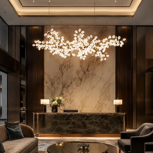 Golden Grape Vine Chandelier Gold Frosted Glass Branch Light