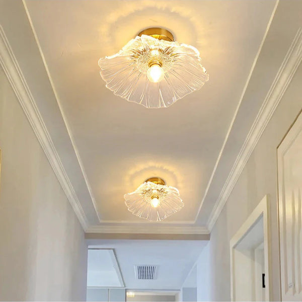 Japanese Glass Lotus Leaf Pendant Light Wabi Sabi Lamp