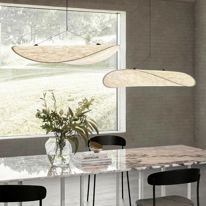 Nordic Vertigo Leaf Pendant Light Fabric Silk Hanging Lamp