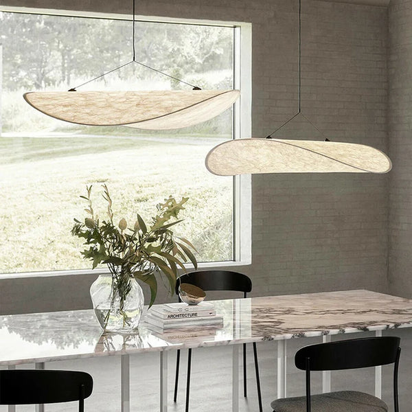 Nordic Vertigo Leaf Pendant Light Fabric Silk Hanging Lamp