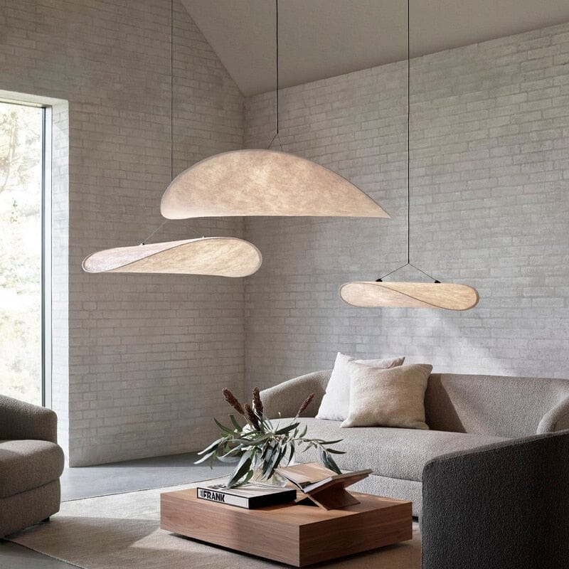 Nordic Vertigo Leaf Pendant Light Fabric Silk Hanging Lamp