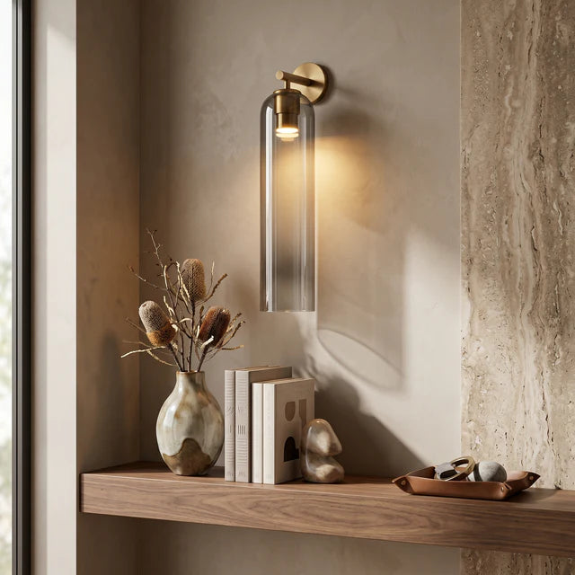 Modern Glass Cylinder Wall Light Sconce Lamp