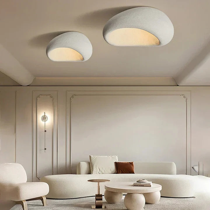 Nyra Wabi Sabi Stone Ceiling Light Japandi Flush Mount Lamp